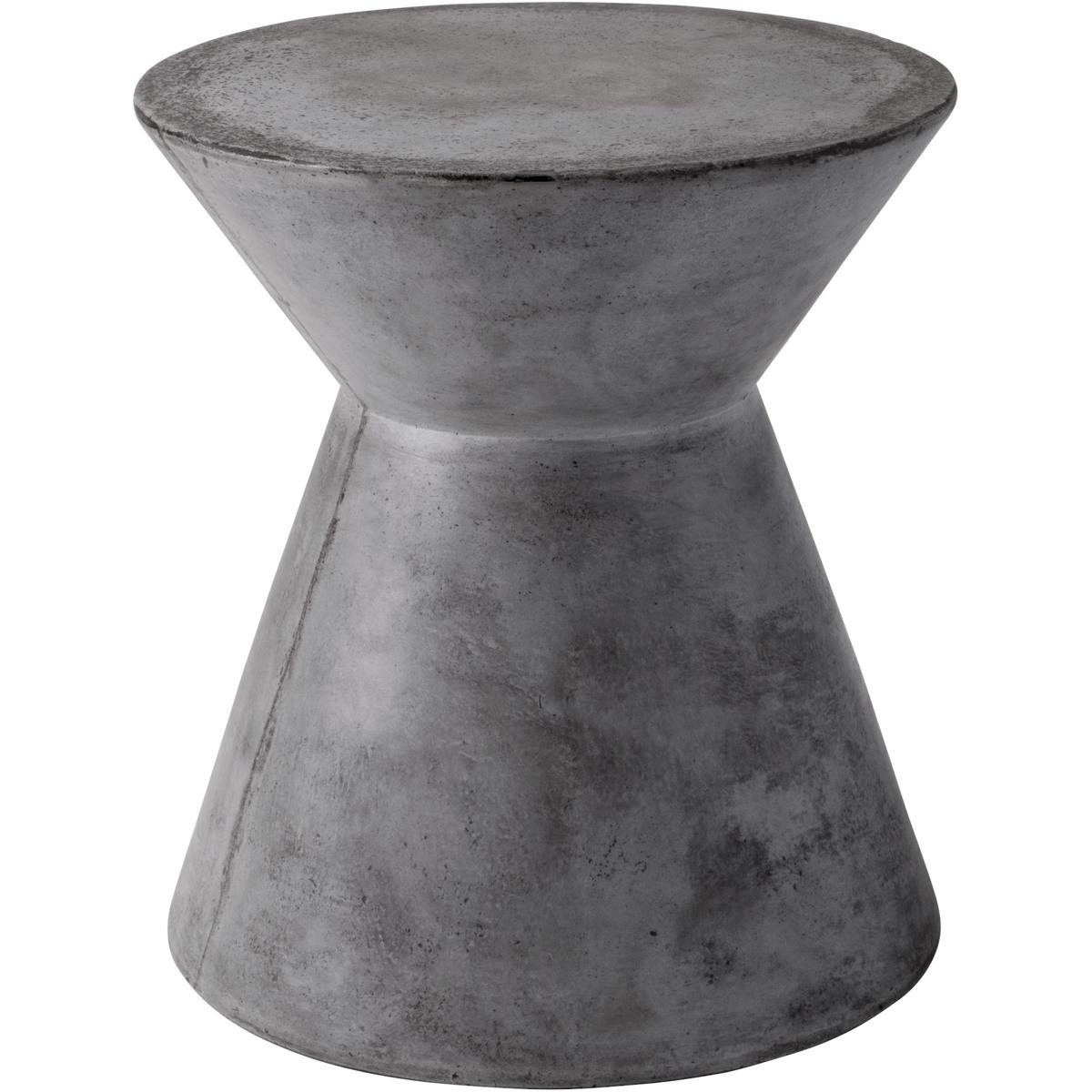 Neave Industrial Grey Concrete Outdoor Hourglass End Table